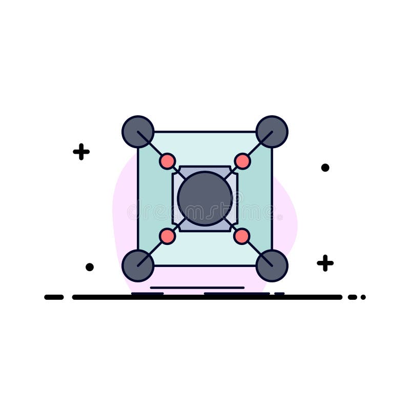 Base, center, connection, data, hub Flat Color Icon Vector vector illustration