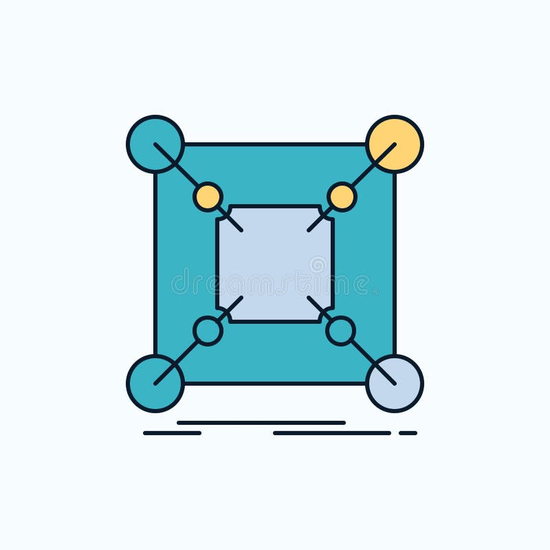 Base, center, connection, data, hub Flat Icon. green and Yellow sign and symbols for website and Mobile appliation. vector stock illustration