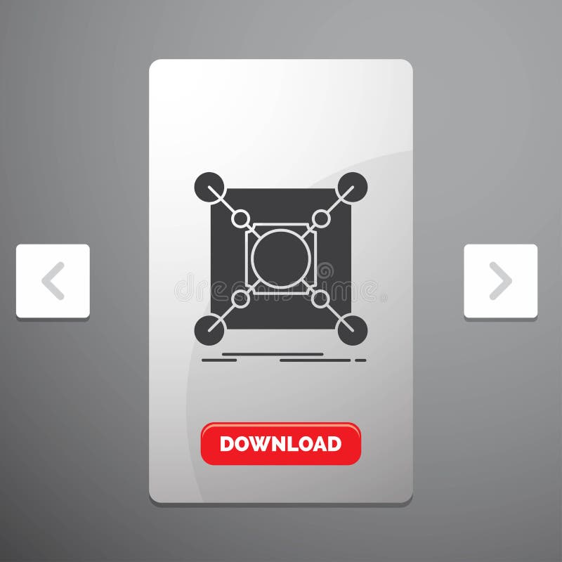 Base, center, connection, data, hub Glyph Icon in Carousal Pagination Slider Design & Red Download Button stock illustration