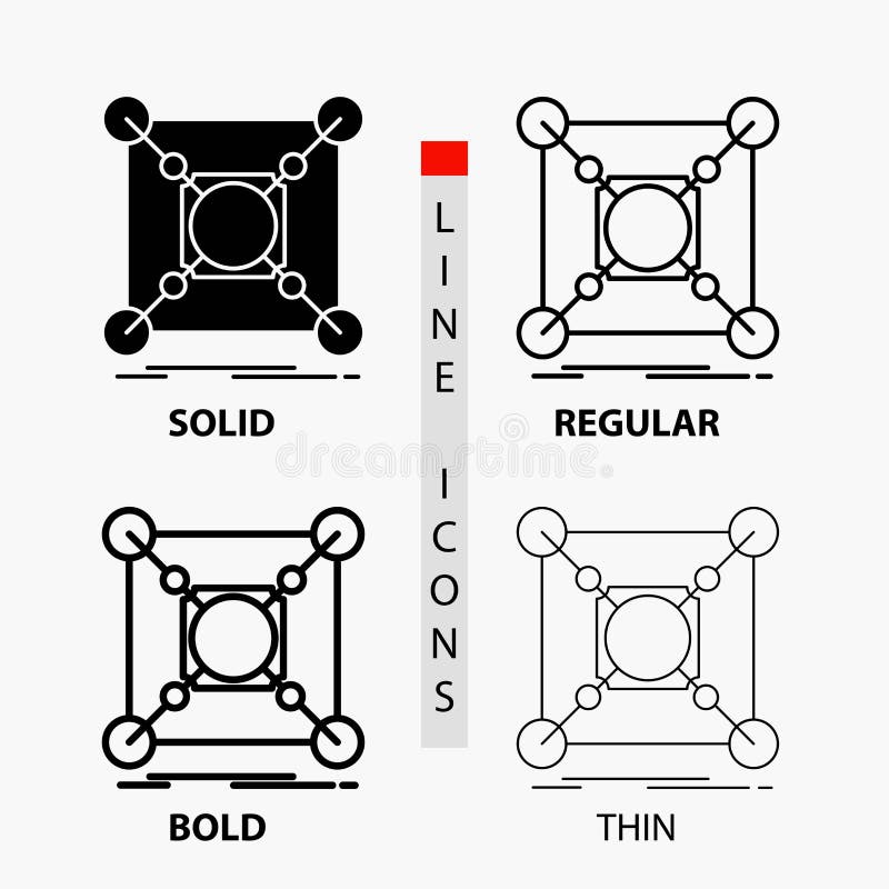 Base, center, connection, data, hub Icon in Thin, Regular, Bold Line and Glyph Style. Vector illustration royalty free illustration