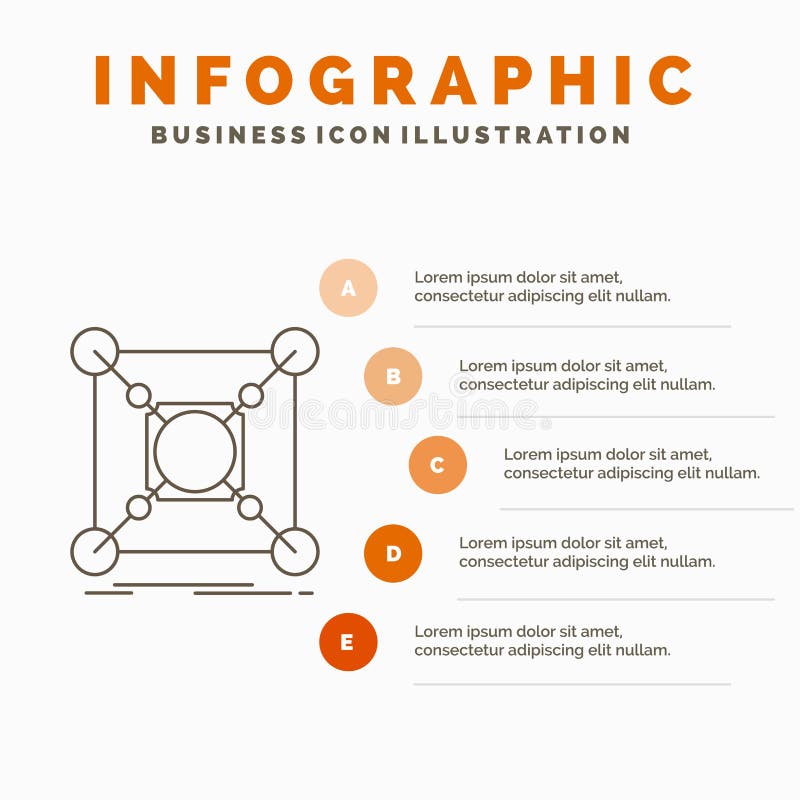 Base, center, connection, data, hub Infographics Template for Website and Presentation. Line Gray icon with Orange infographic royalty free illustration
