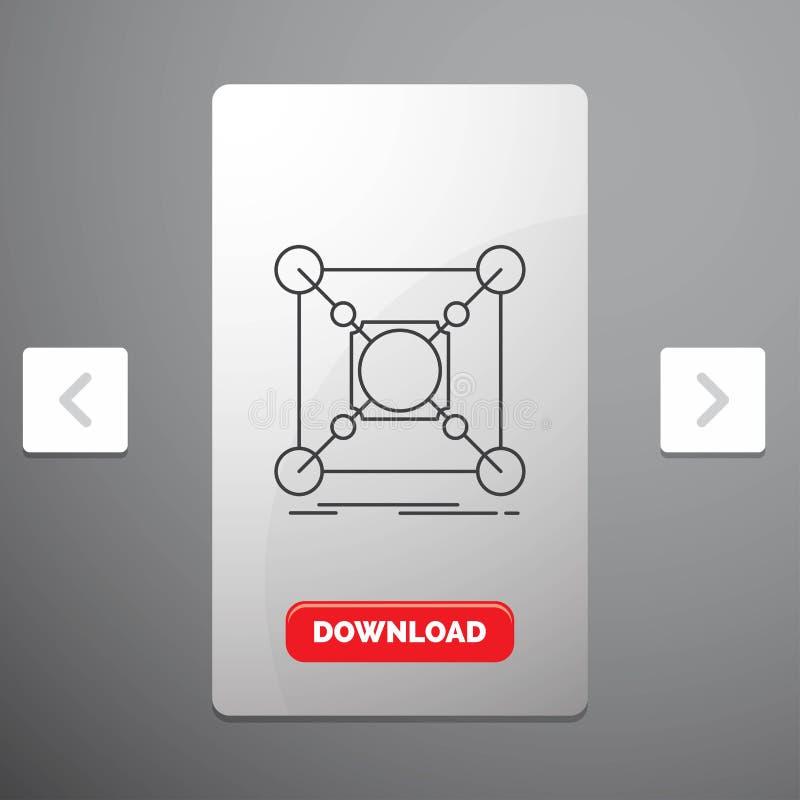 Base, center, connection, data, hub Line Icon in Carousal Pagination Slider Design & Red Download Button vector illustration