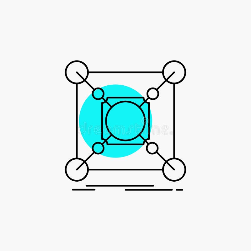 Base, center, connection, data, hub Line Icon royalty free illustration