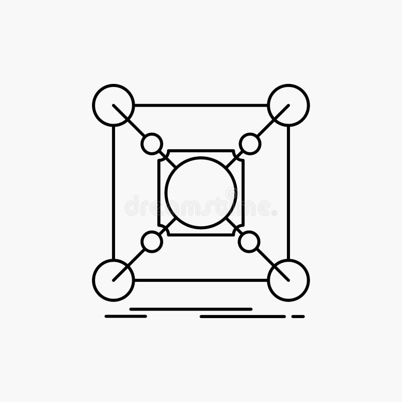 Base, center, connection, data, hub Line Icon. Vector isolated illustration stock illustration