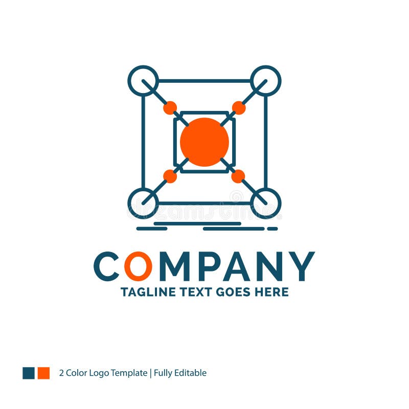 Base, center, connection, data, hub Logo Design. Blue and Orange royalty free illustration