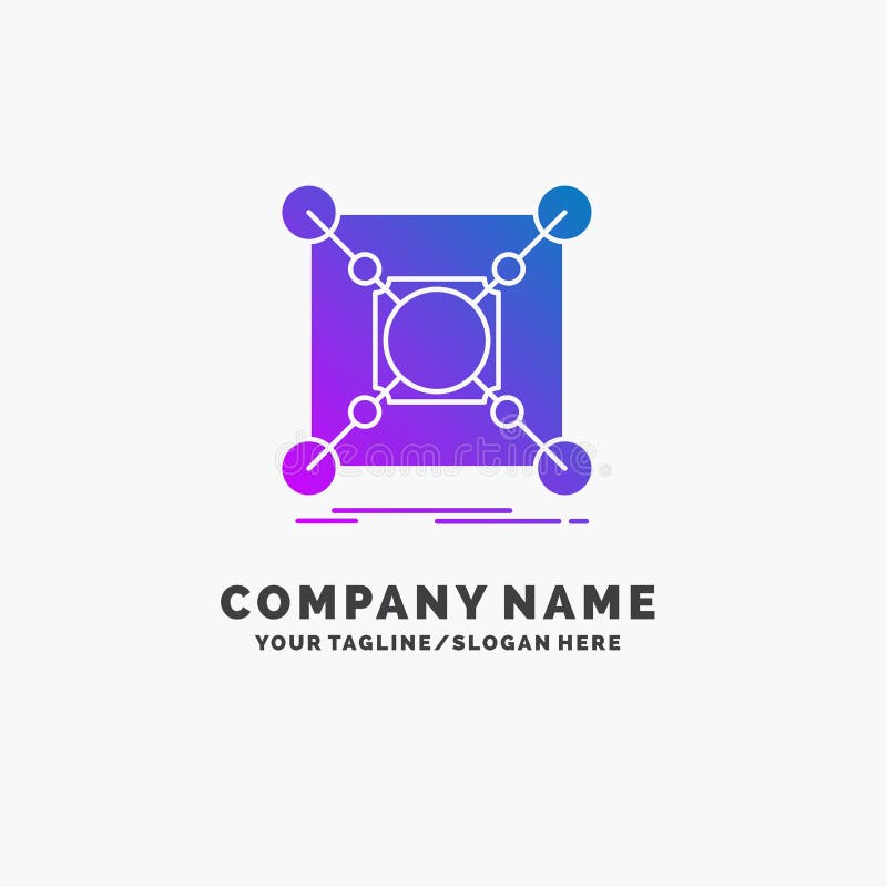 Base, center, connection, data, hub Purple Business Logo Template. Place for Tagline stock illustration