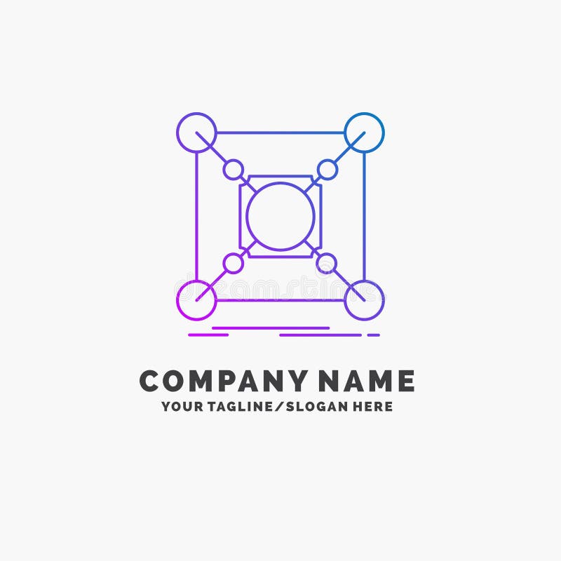Base, center, connection, data, hub Purple Business Logo Template. Place for Tagline royalty free illustration