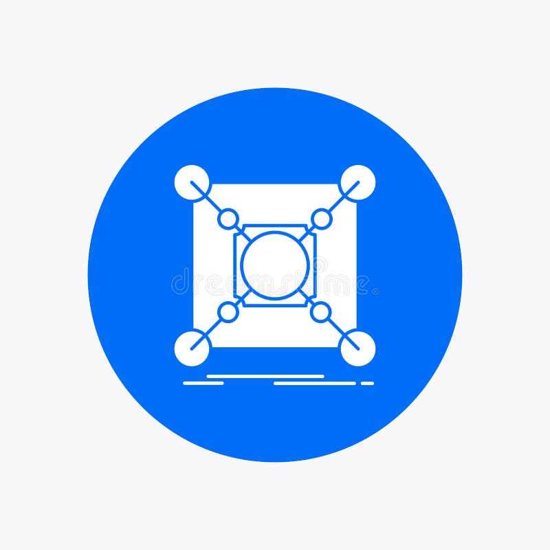 Base, center, connection, data, hub White Glyph Icon in Circle. Vector Button illustration royalty free illustration
