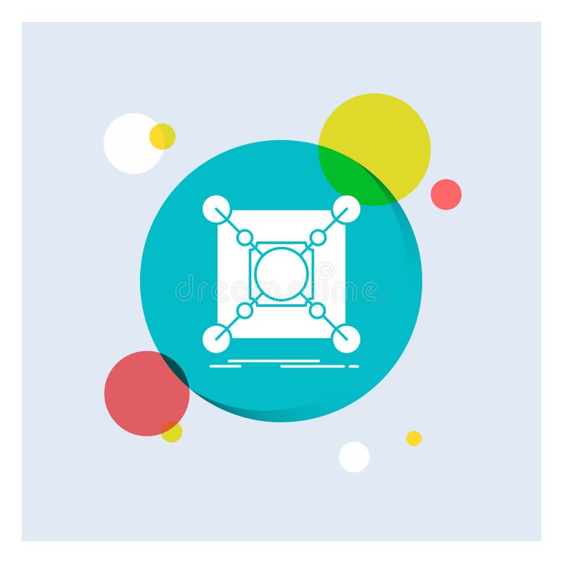 Base, center, connection, data, hub White Glyph Icon colorful Circle Background stock illustration
