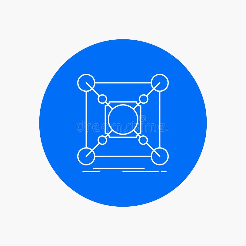 Base, center, connection, data, hub White Line Icon in Circle background. vector icon illustration royalty free illustration