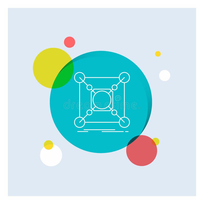 Base, center, connection, data, hub White Line Icon colorful Circle Background royalty free illustration
