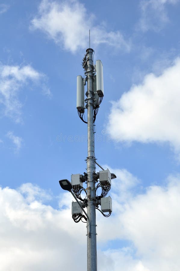 Cellular Base Station Against Blue Sky Stock Photo Image of antennae