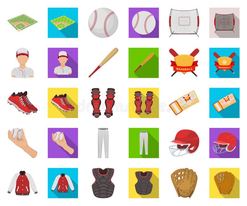 Baseball and Attributes Cartoon,flat Icons in Set Collection for Design ...