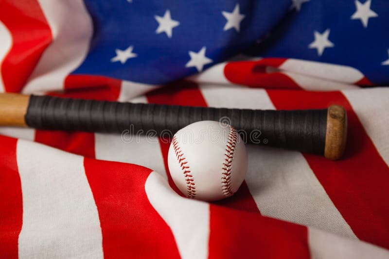 Baseball Bat and Ball on American Flag Stock Image Image of patriotic