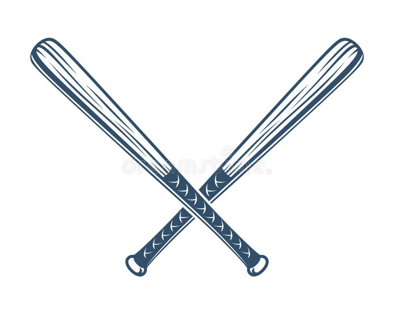 Baseball Bats Crossed Vector Logo or Sign. Stock Vector Illustration