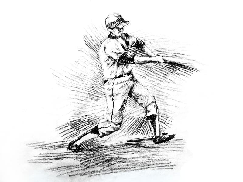 Baseball Batter Player Hitting Drawing Stock Illustration