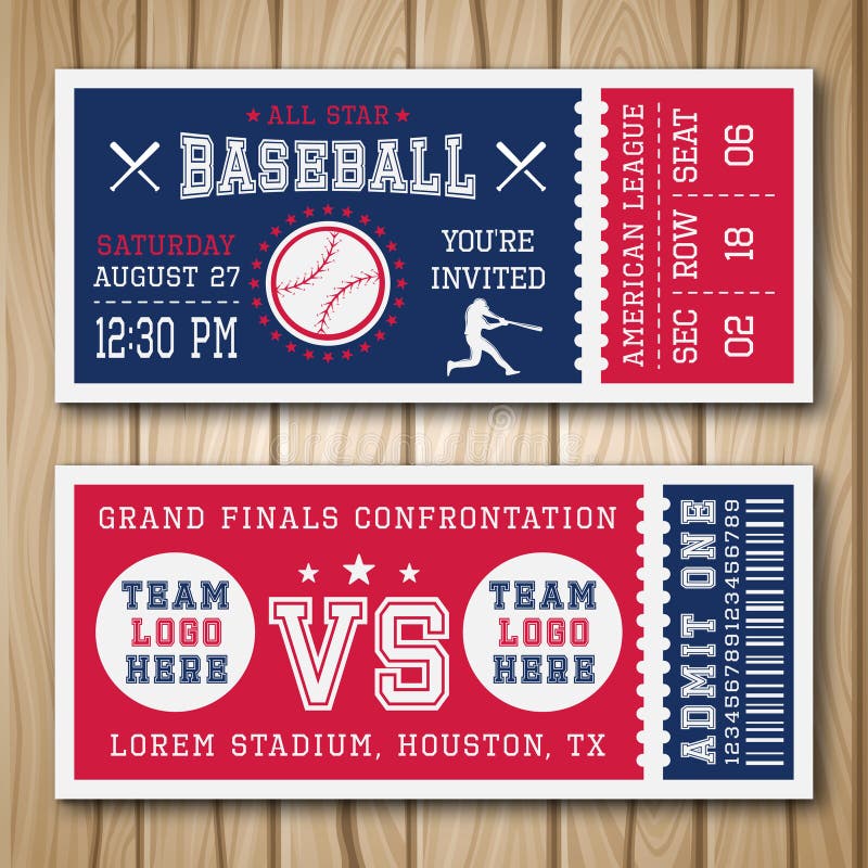 Baseball Blue Red Tickets