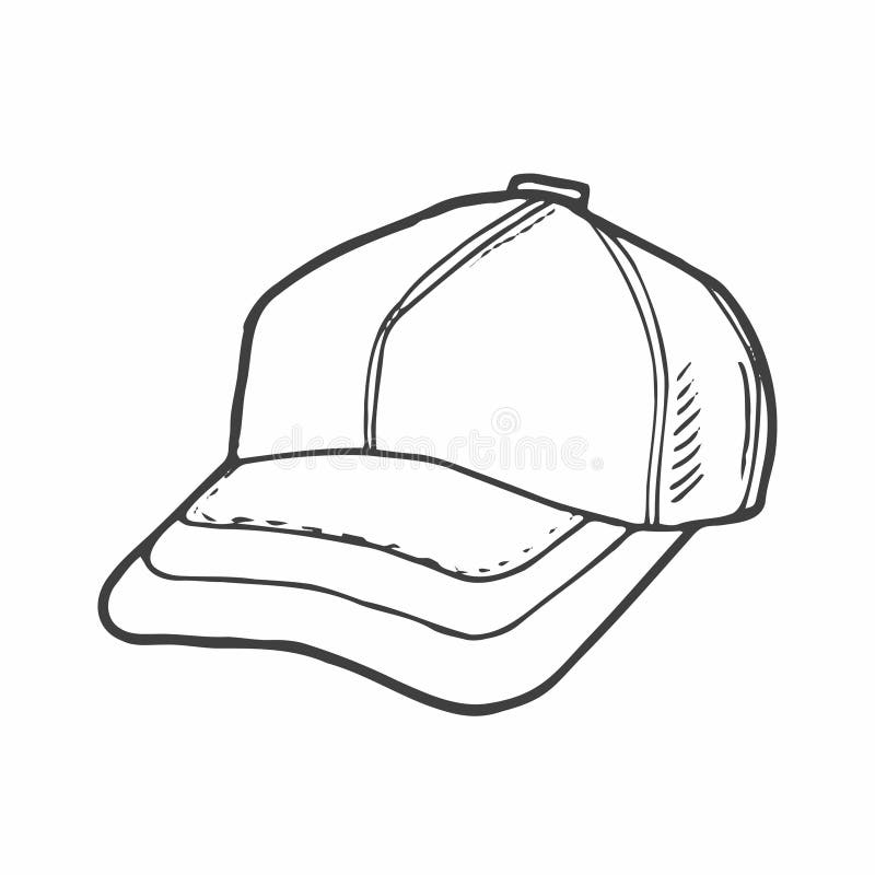 Baseball Cap Doodle Illustration Vector Icon. Hand Drawn, Comic ...