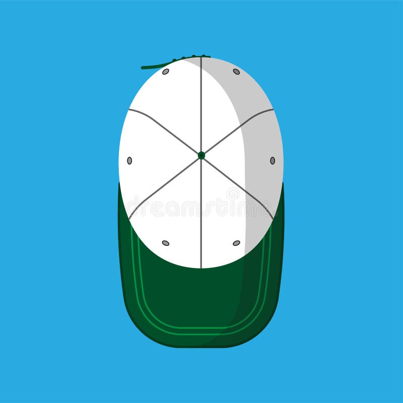 Baseball Cap Vector Flat Icon Hat Isolated Clothing. Accessory Top View  Green Sport Uniform Cotton Visor Above Stock Vector - Illustration of flat,  graduate: 146751224