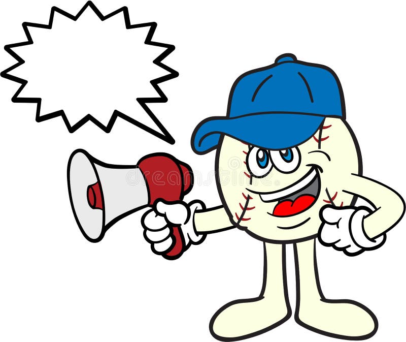 Baseball Cartoon Mascot With A Megaphone Stock Vector Illustration