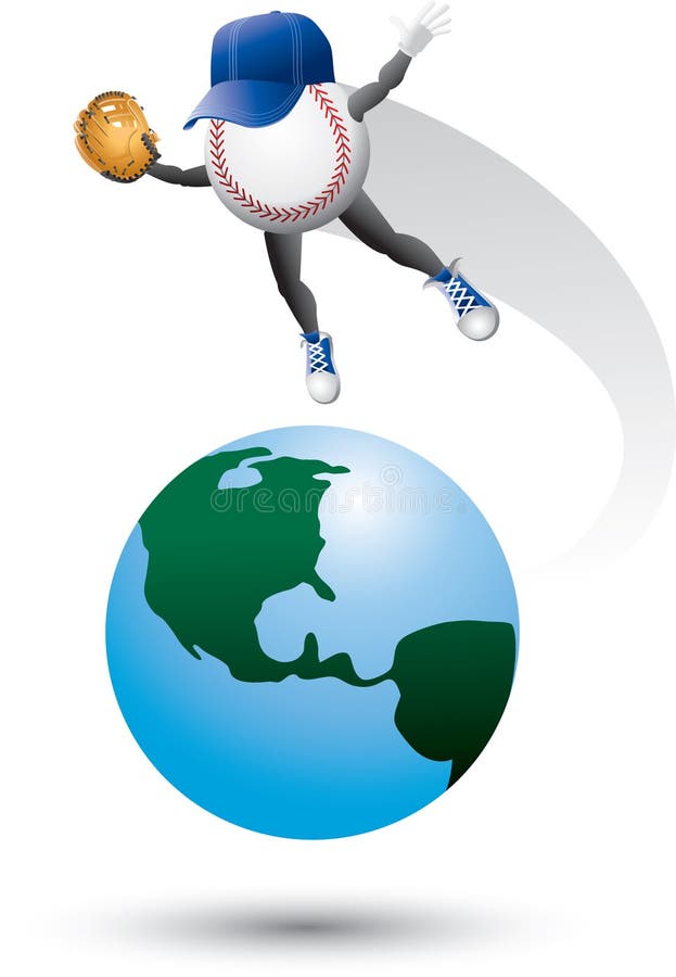 Baseball character on top of the world