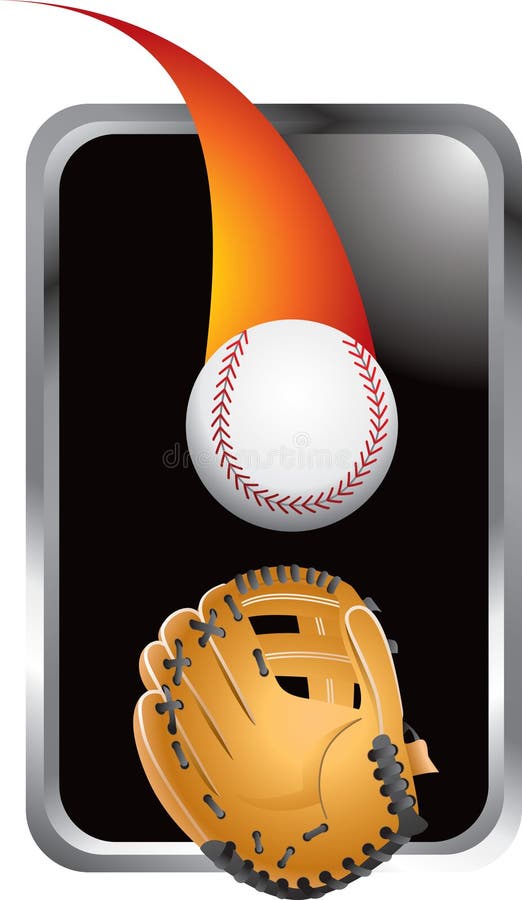 Baseball, der in Handschuh im silbernen Feld einsteigt vektor abbildung Baseball, der in Handschuh im silbernen Feld einsteigt vektor abbildung
