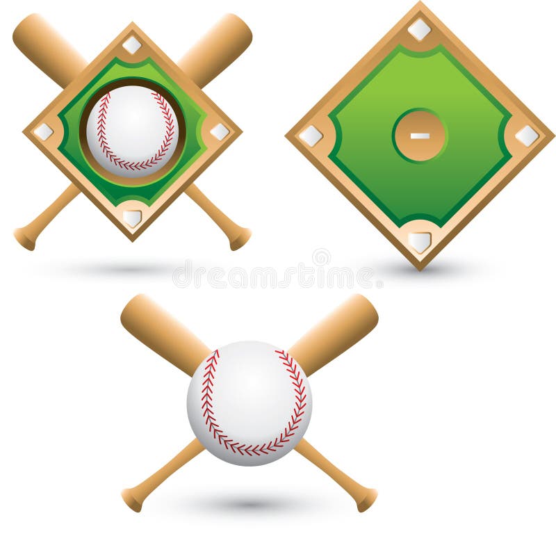 Baseball Diamonds, Balls, and Bats Stock Vector Illustration of