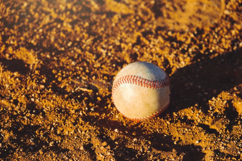 Baseball on Dirt Field, Grayscale Stock Photo Image of balls