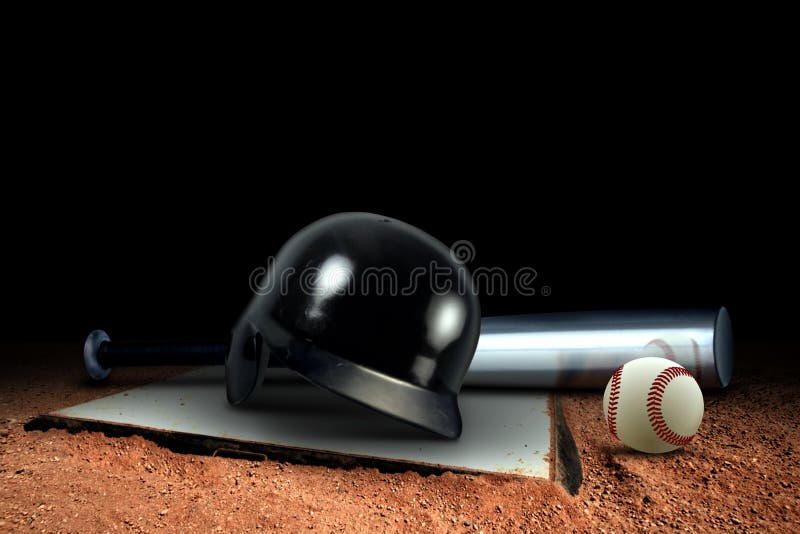 Baseball Equipment and Base on the Field Stock Image Image of grass, metal 36676543