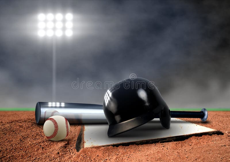 Baseball Equipment under spotlight royalty free stock image