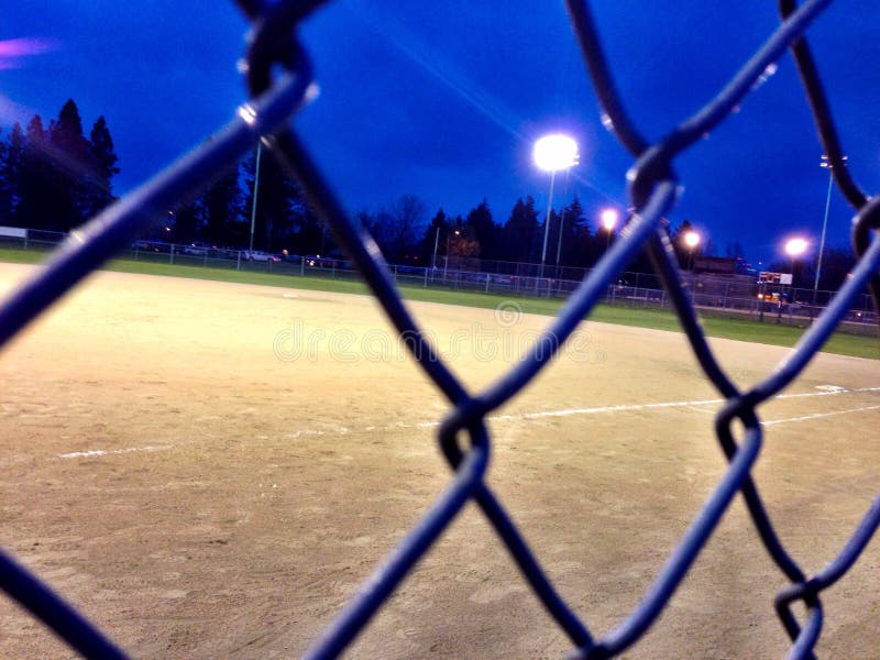 Baseball Field and Fence at Night Under Lights Stock Photo Image of field, night 53040608