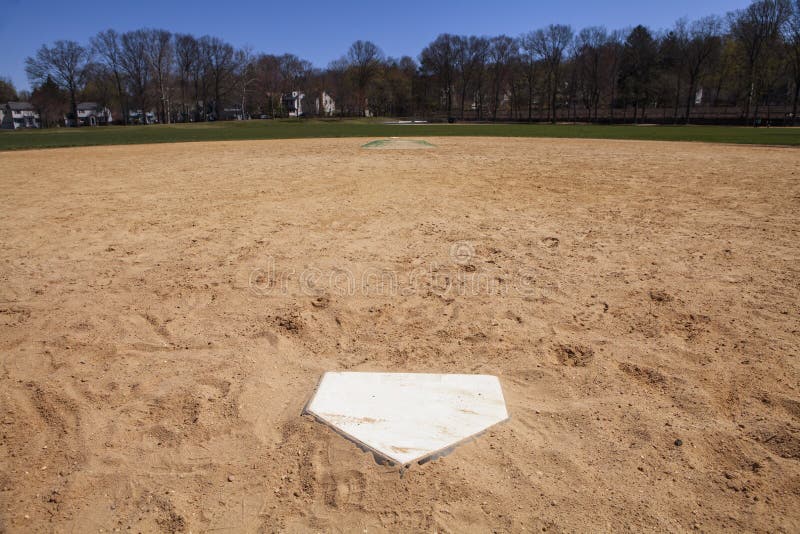 A view of the baseball field from home plate