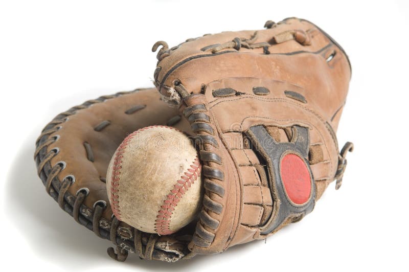 Baseball in glove stock photos