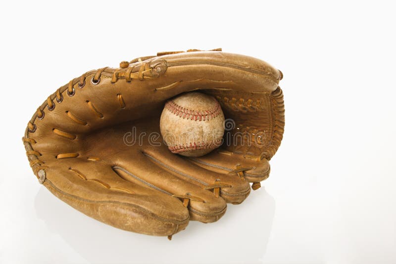 Baseball Mitt and Ball Isolated with Clipping Path Stock Vector