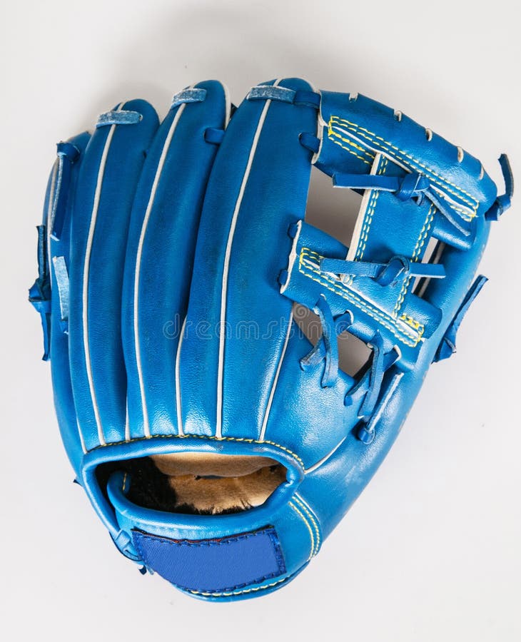 Baseball Glove Color Blue Isolated on White with Clipping Path a Stock