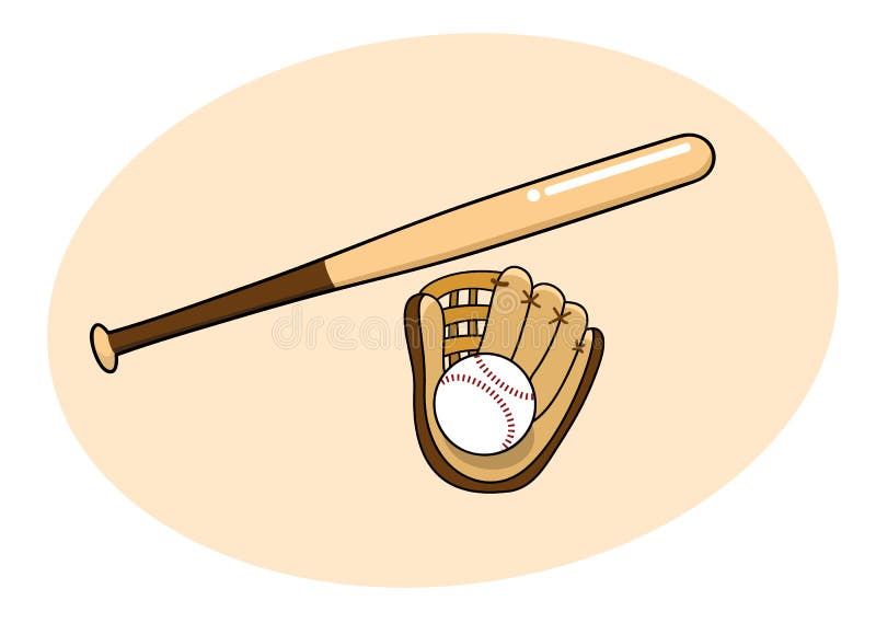 Baseball in Gloves and with Bat Stock Vector Illustration of design