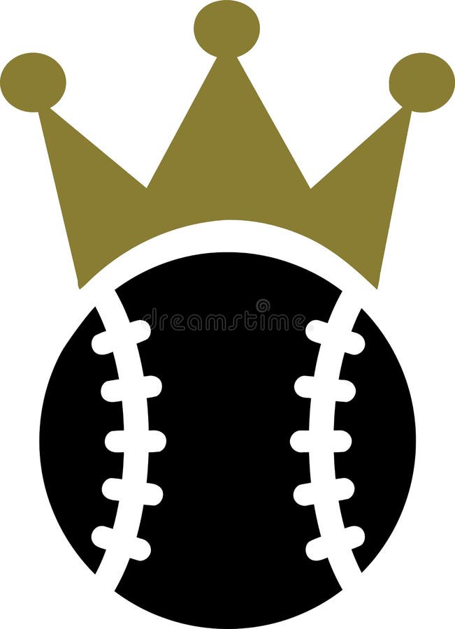 King Of Baseball Concept, A Baseball Ball Wearing A Gold Crown Vector