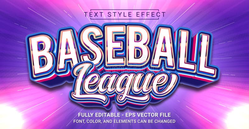 Baseball League Text Style Effect. Editable Graphic Text Template vector illustration