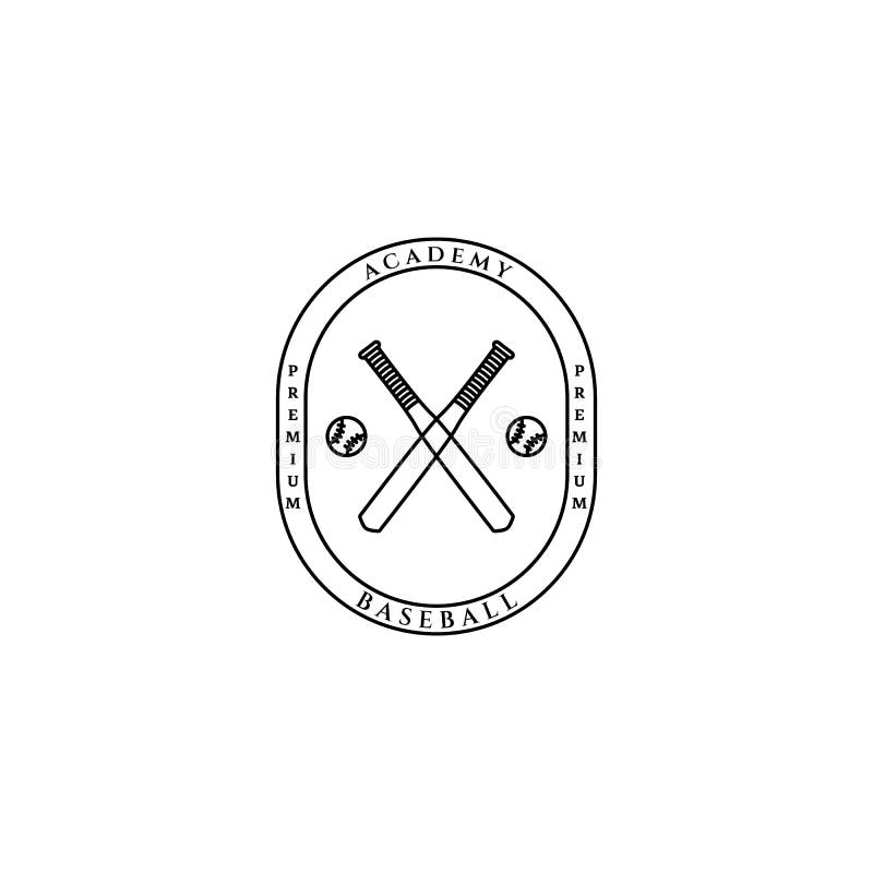 Baseball Logo Icon Line Art Design Minimalist Illustration Stock Vector