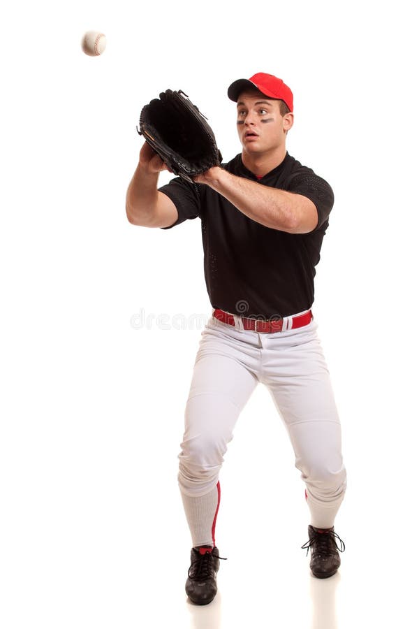 Baseball Player , Catcher Showing Secret Signal Gesture Stock Image