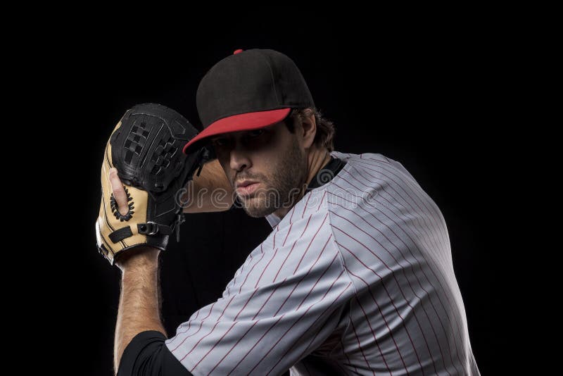 Baseball Player on a Red Uniform. Stock Photo Image of american