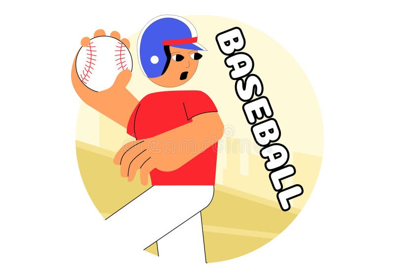 A Baseball Player Sport Vector Illustration featuring an Athlete in Uniform Throwing, Catching, or Hitting a Ball using Bats vector illustration