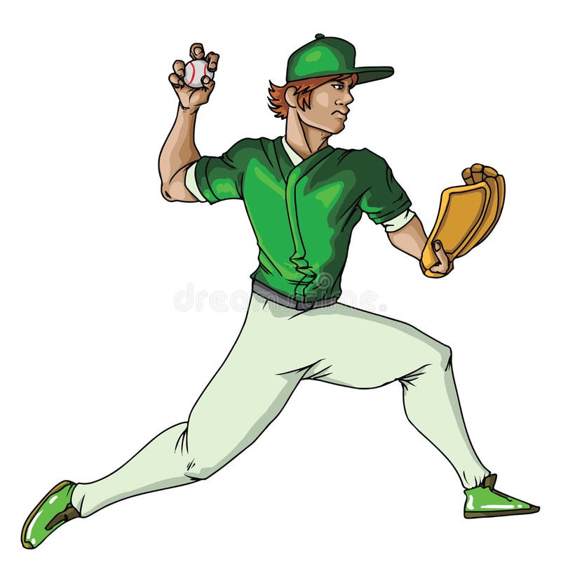 Baseball Player Throws the Ball, Illustration, Vector Stock