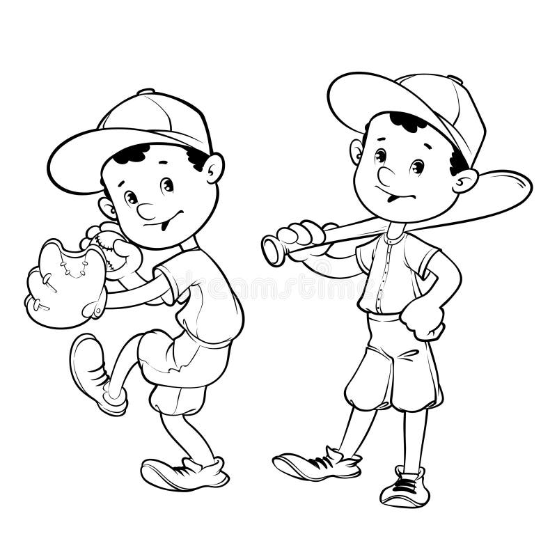 Download Baseball players. Outline. stock vector. Illustration of ...