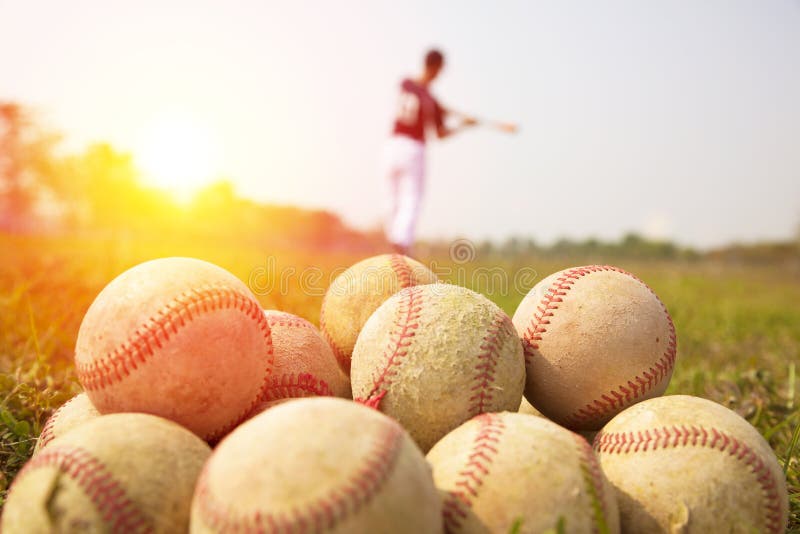 Baseball Players Practice Wave a Bat in a Field Stock Photo Image of
