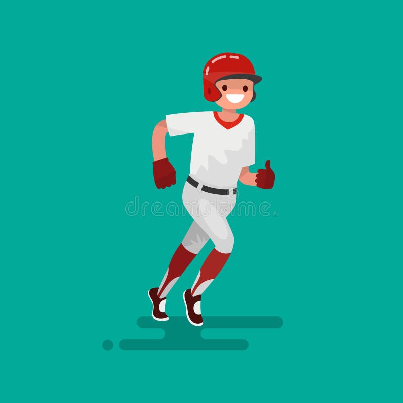 Baseball Runner Player. Vector Illustration Stock Illustration