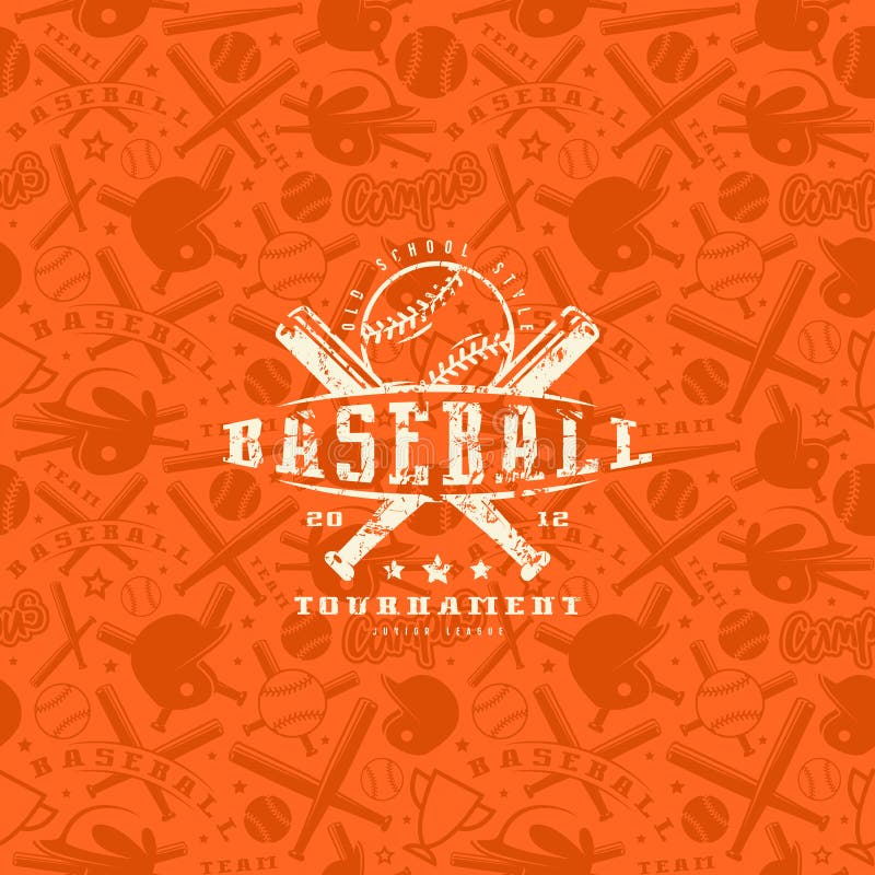 Baseball seamless pattern and emblem