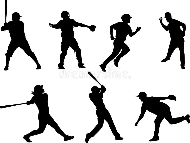 Baseball Silhouettes stock vector. Illustration of little - 3425312