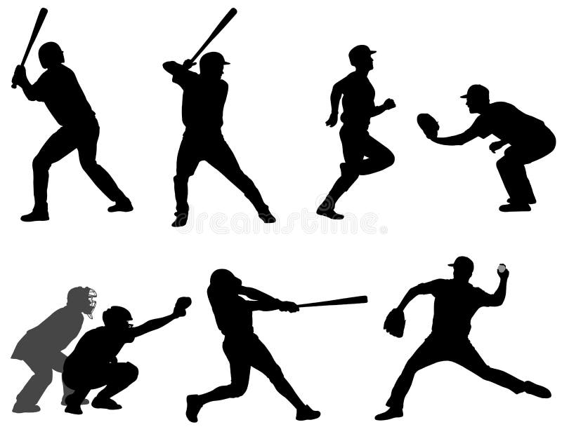 Baseball Silhouettes stock vector. Illustration of little - 3425312