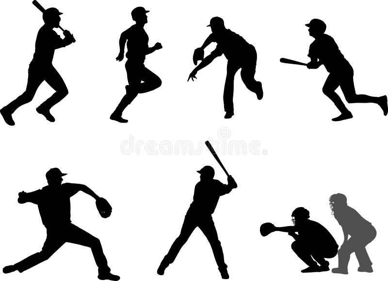 Baseball Silhouettes stock vector. Illustration of little - 3425312